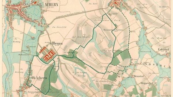 frühere Grossherzoglich Badische Heil- & Pflegeanstalt Illenau, Achern, Historische Karte 1865